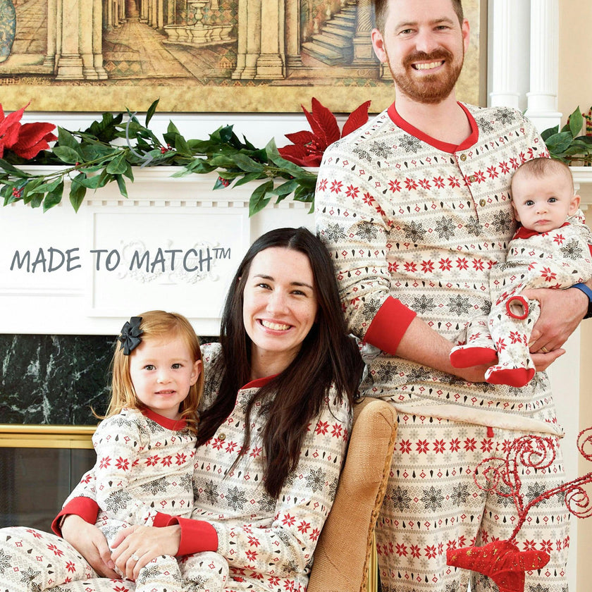 Matching Family Jammies Christmas Pajamas - Nordic Fair Isle Ivory
