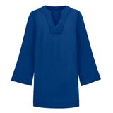women's oyster blue linen tunic dress