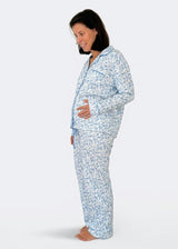 Floral Bunnies Woman's Pima Cotton Long Pajama Set