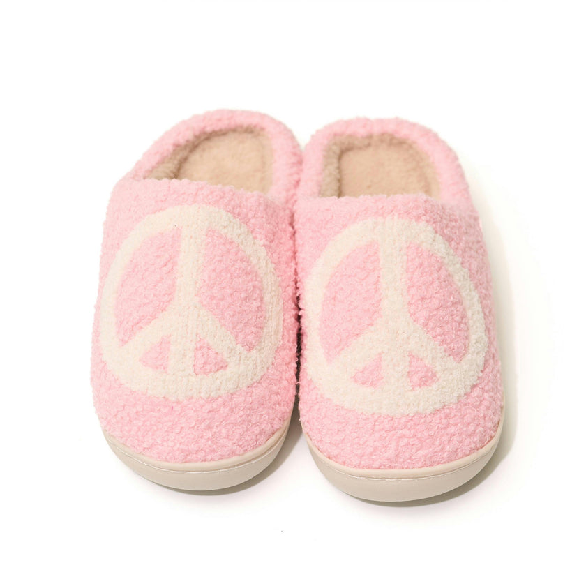 Tweens Plush Slippers with a Peace Design