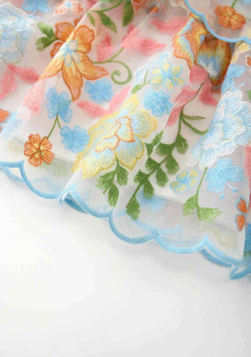 Bianca Embroidered Frill Maxi Dress