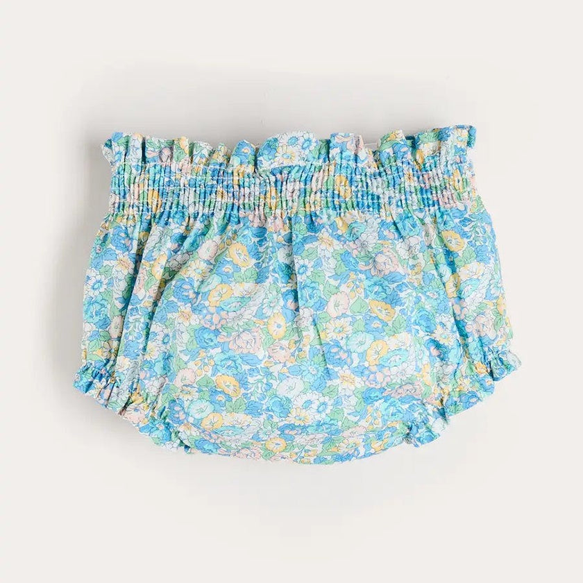 Leontyne Floral Elasticated Waist Bloomers in Blue Made with Liberty Fabric (1mth-3yrs)
