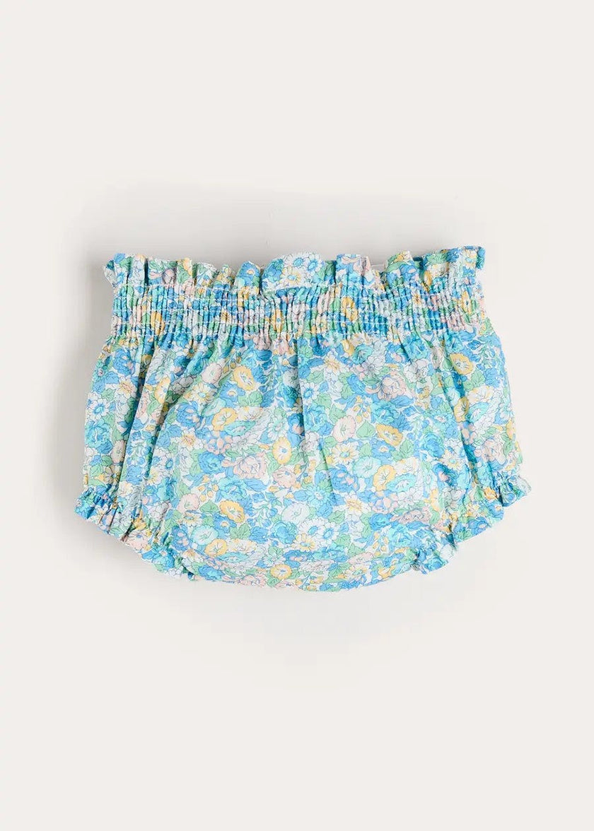 Leontyne Floral Elasticated Waist Bloomers in Blue Made with Liberty Fabric (1mth-3yrs)