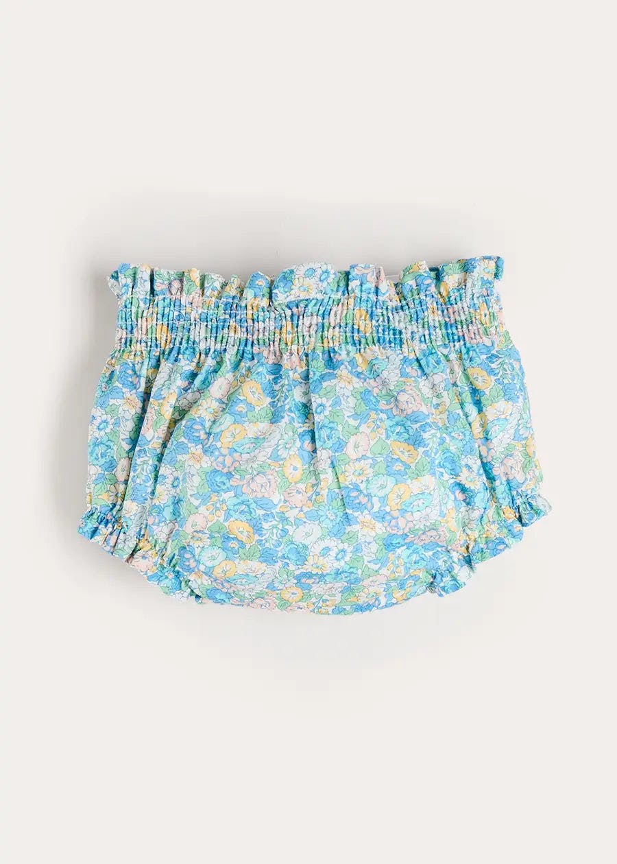 Leontyne Floral Elasticated Waist Bloomers in Blue Made with Liberty Fabric (1mth-3yrs)