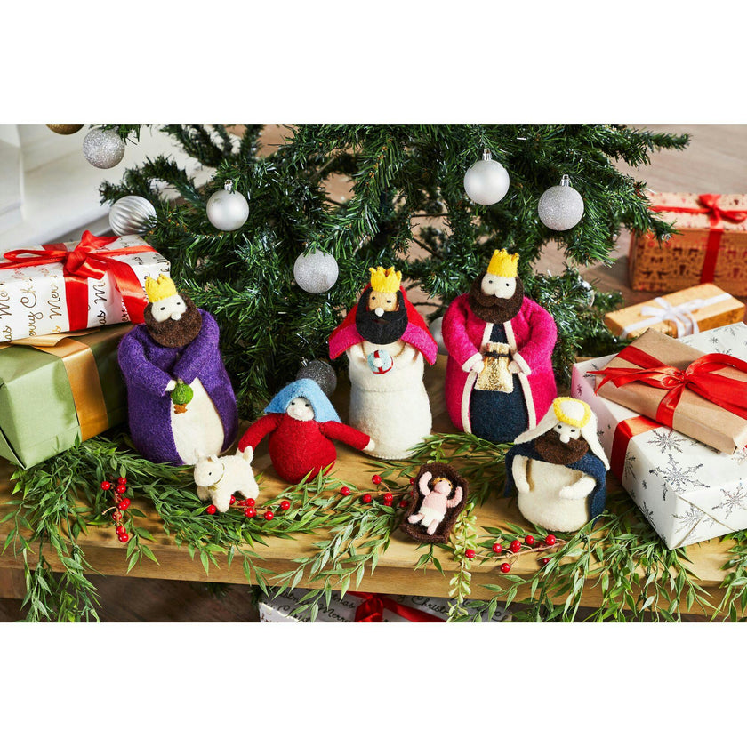 Handmade Christmas Nativity Scene in Hand Felted Wool