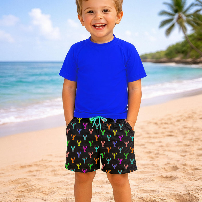 Dylan Boys Multicolor Lobster Print Board Shorts