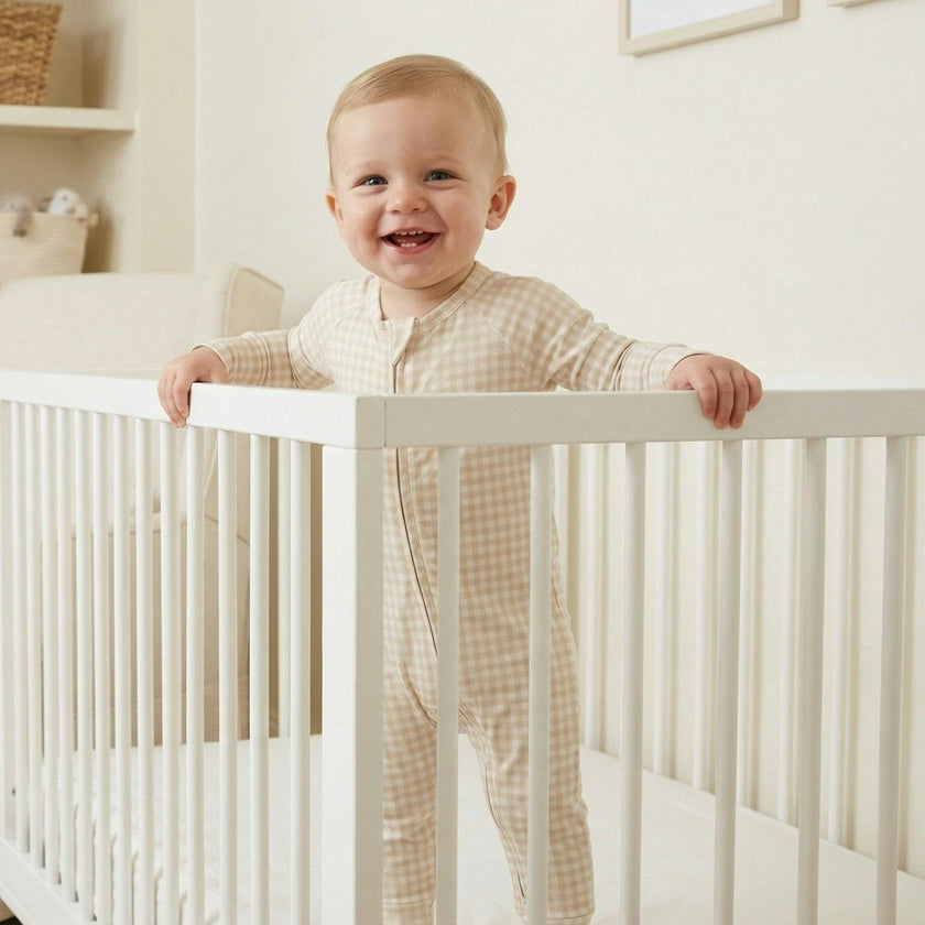 Sandstone Gingham Bamboo Sleeper