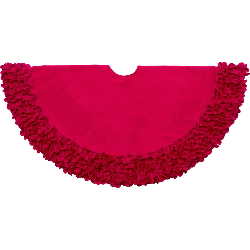 Red Calla Lily Flower Border Christmas Tree Skirt Wool - 60"