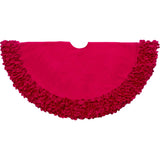 Red Calla Lily Flower Border Christmas Tree Skirt in Recycled Wool - 60"
