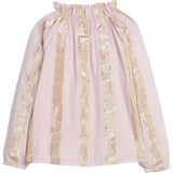 Tory Ruffle Neck Elastic Cuff Long Sleeve Top