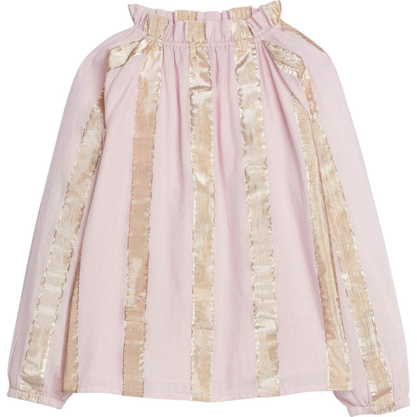 Tory Ruffle Neck Elastic Cuff Long Sleeve Top