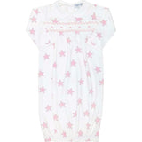Pink Stars Print Smocked Gown