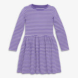 Kids long sleeve rib perfect pocket dress in stripe