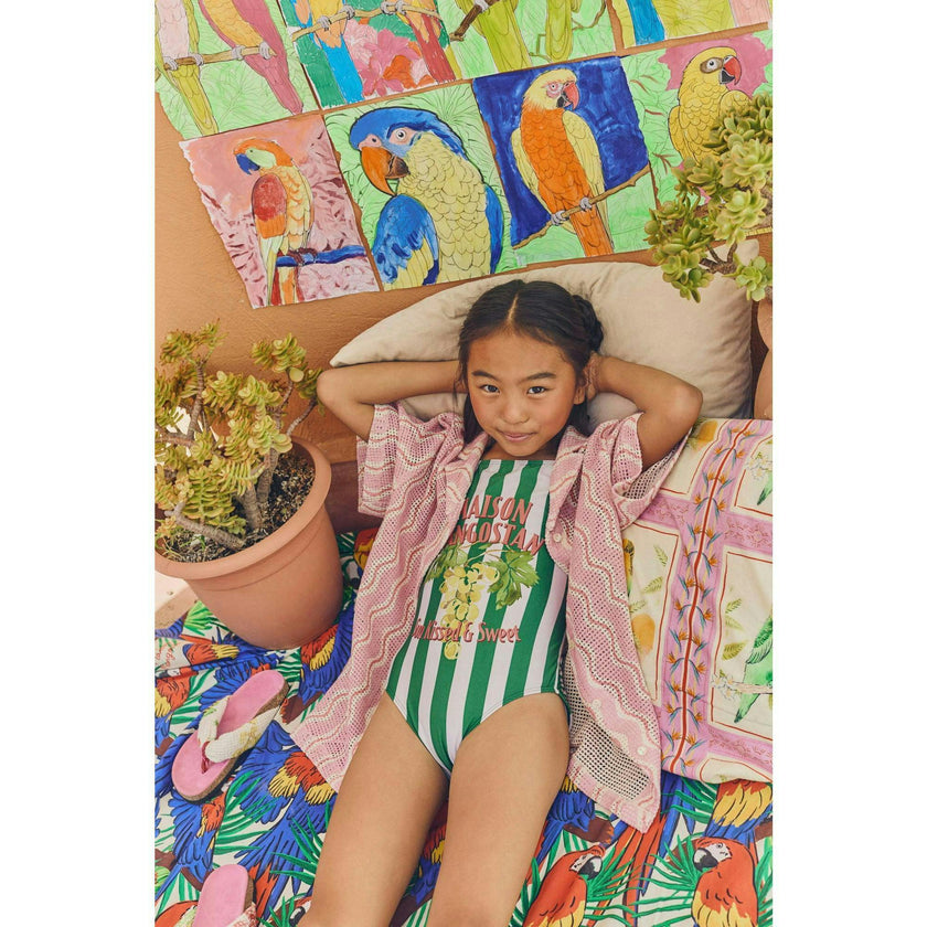 UVAS STRIPED SWIMSUIT GREEN