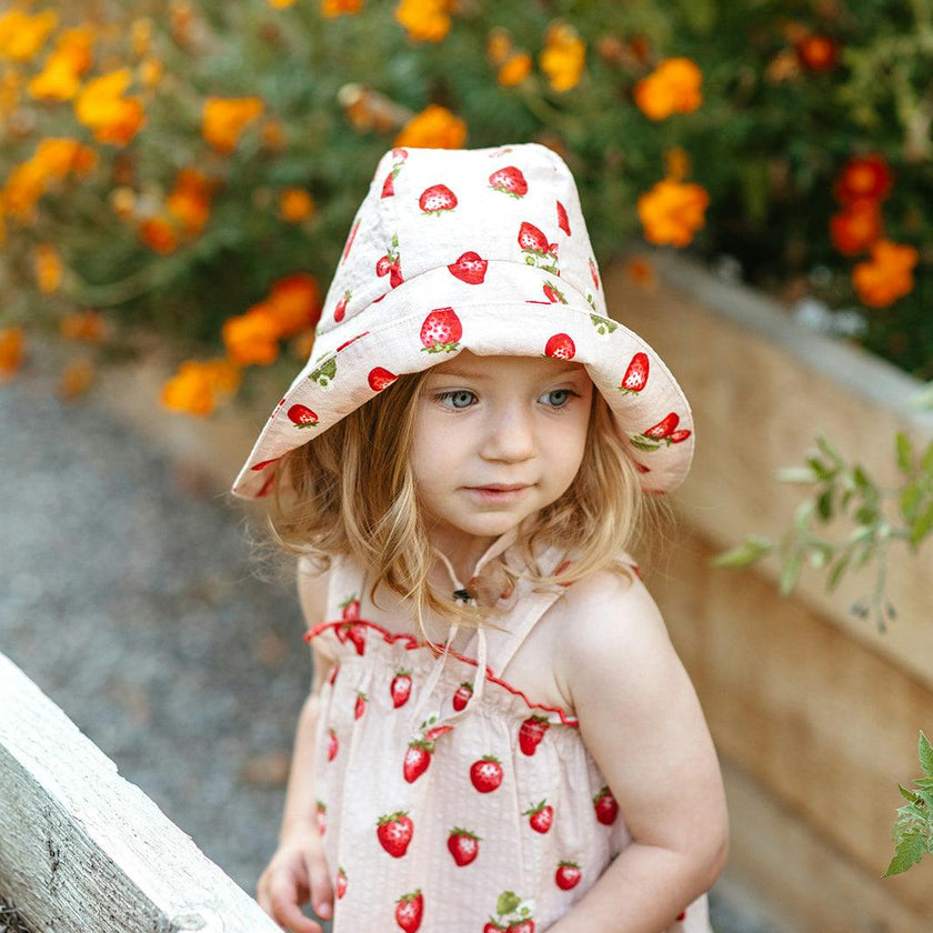 Strawberry Wide Brim Sun Bonnet