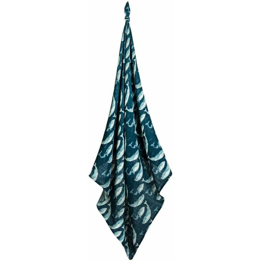 Blue Bamboo Muslin Swaddle Blanket