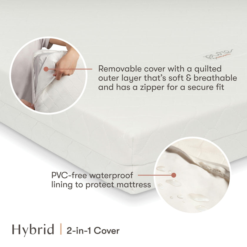 Pure Core Midi Crib Mattress w/ Hybrid Quilted Waterproof Cover (Lightweight)