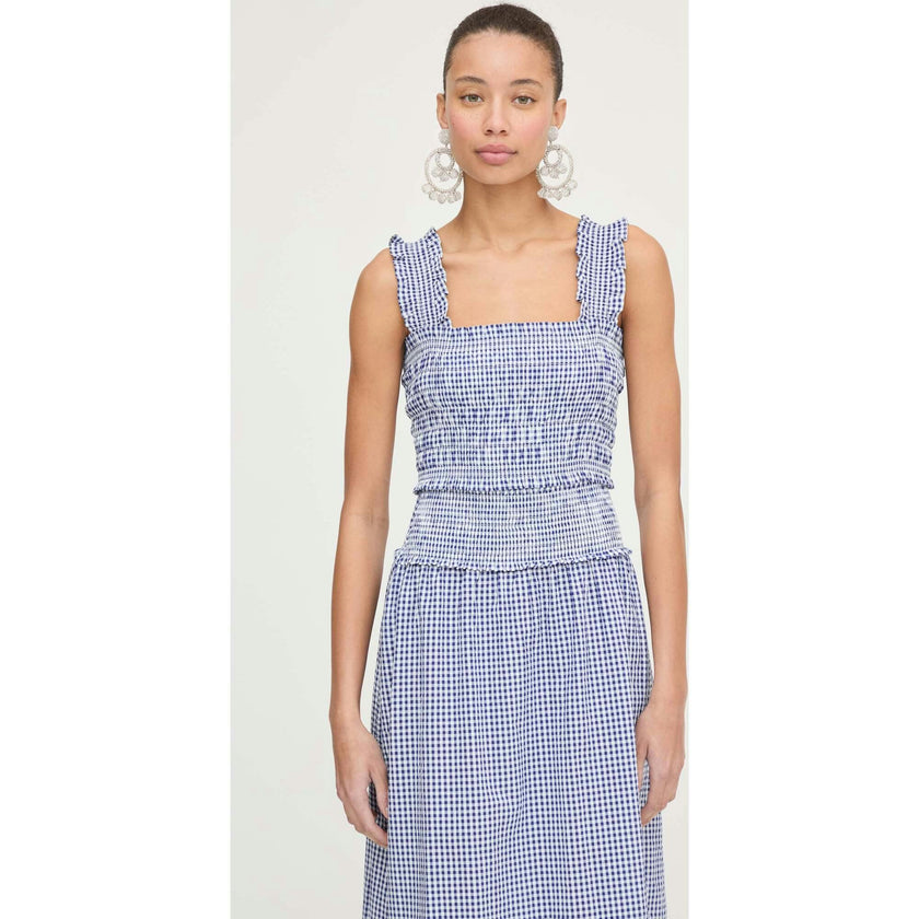 The Azalea Nap Top - Navy Gingham