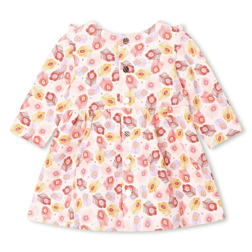 Pink Leaf Print Dress & Leggings