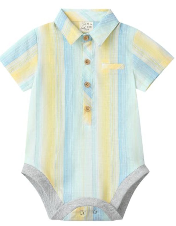 LEMON/BLUE STRIPE HELFORD WOVEN ONESIE