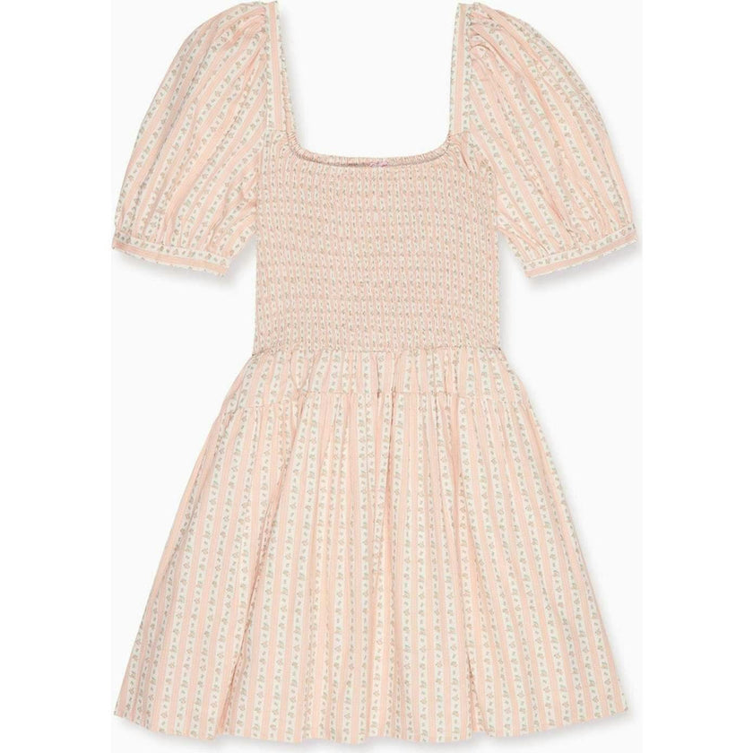 Pink Floral Stripe Sevilla Women Knee Length Dress
