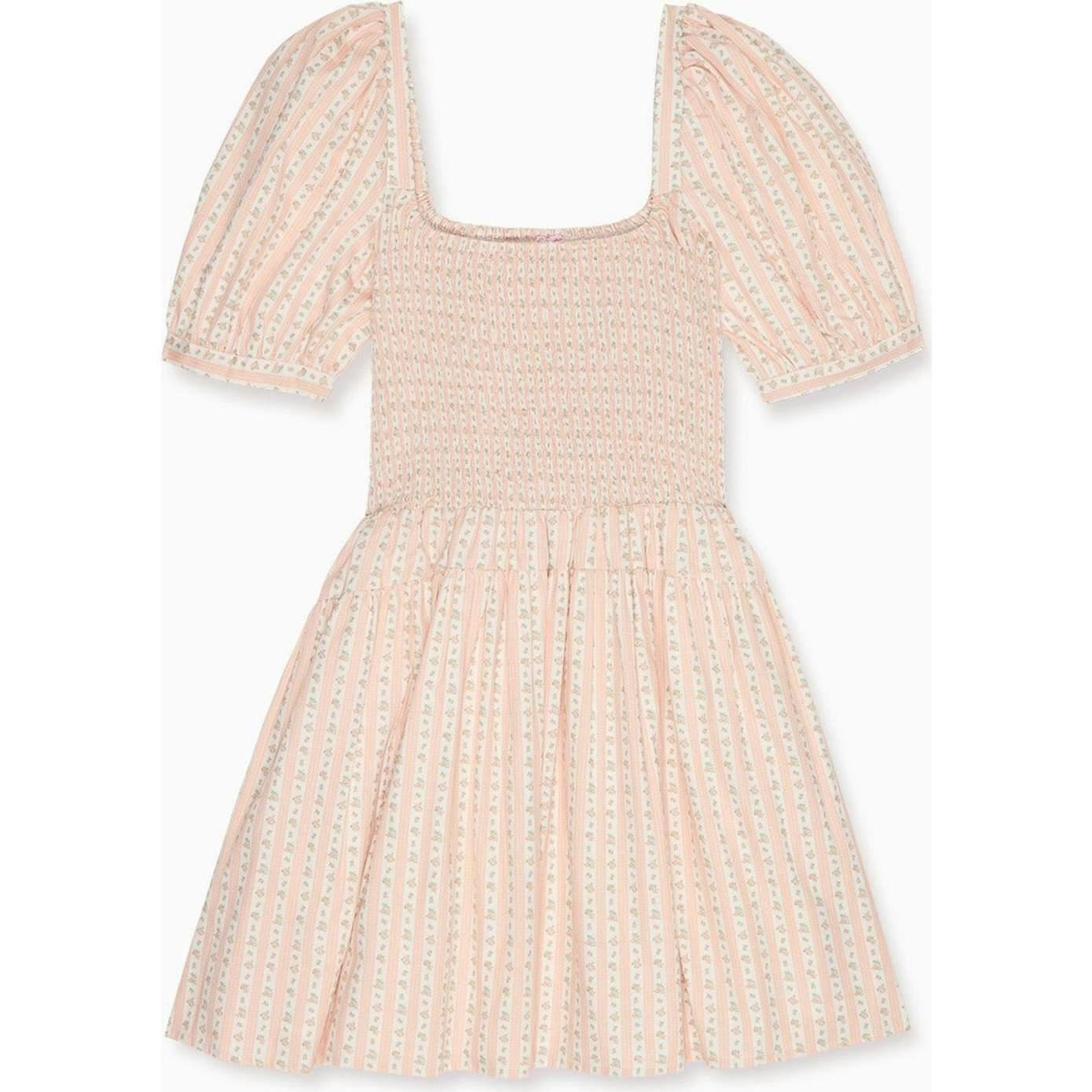 Pink Floral Stripe Sevilla Women Knee Length Dress