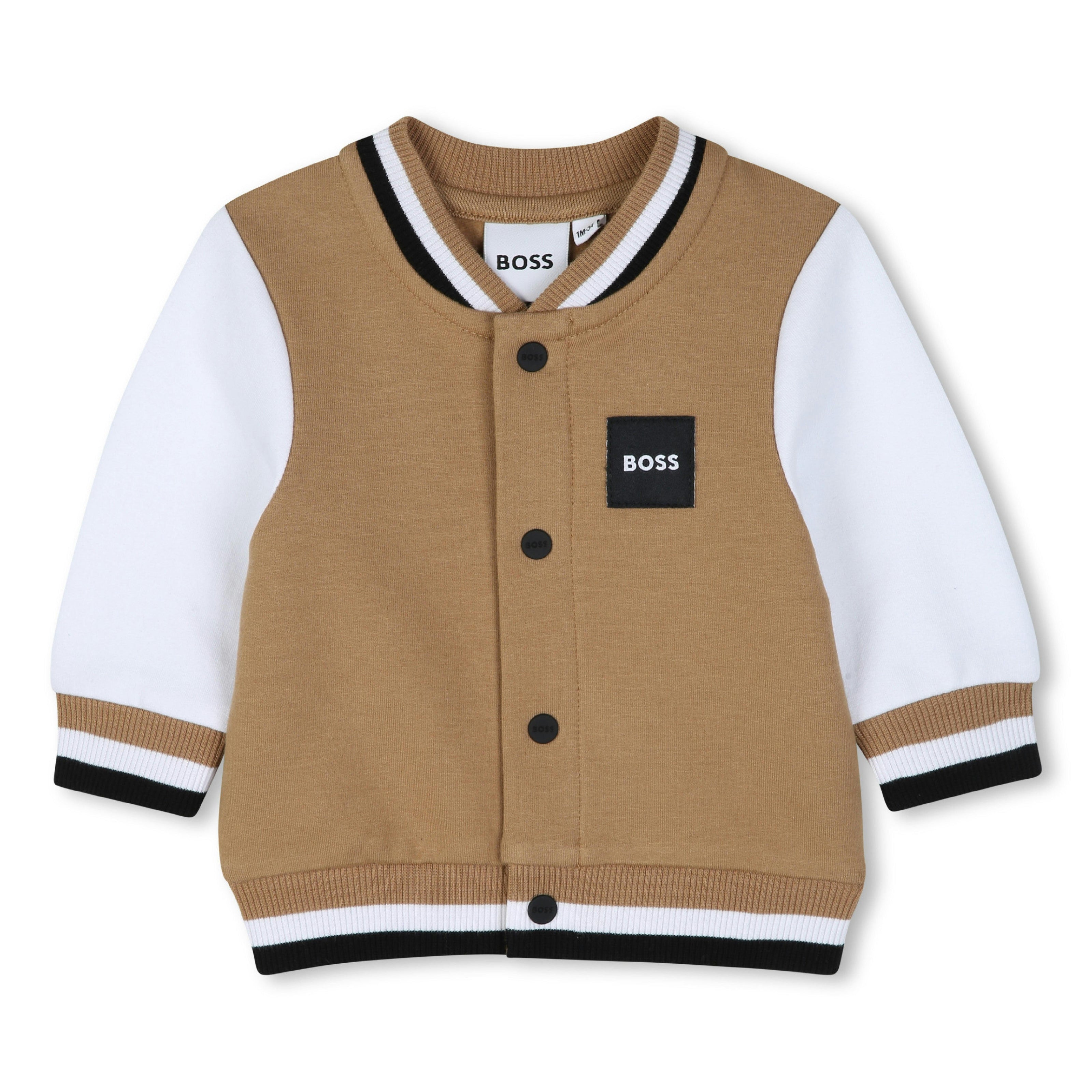 Beige Logo Baby Jacket Set