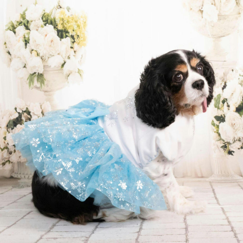 LIGHT BLUE TWINKLING SNOWFLAKE DRESS, Blue
