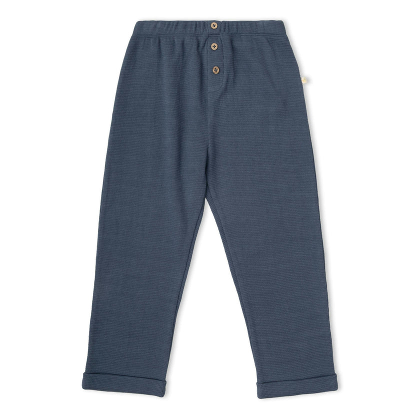 Organic Tee & Foldover Pants Set - Midnight Check