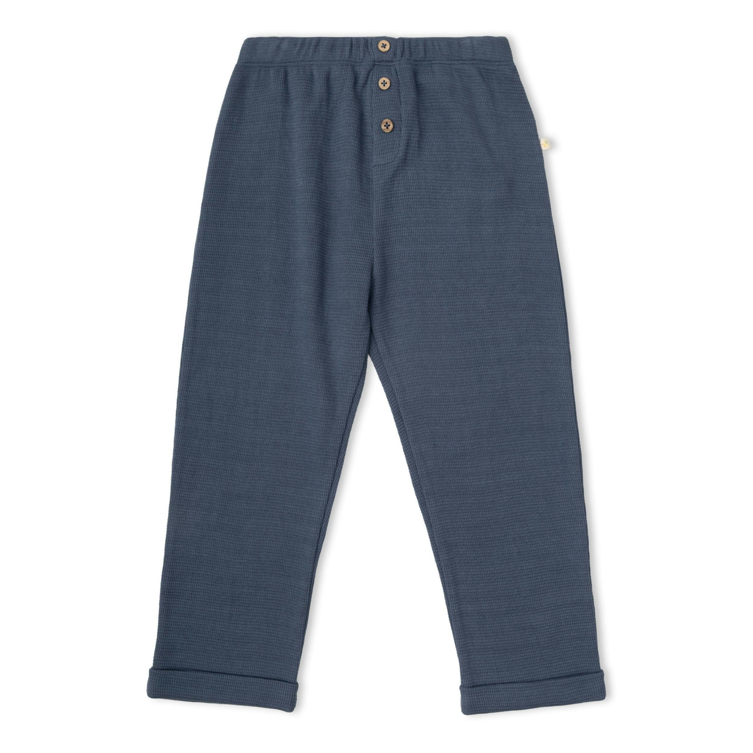 Organic Tee & Foldover Pants Set - Midnight Check