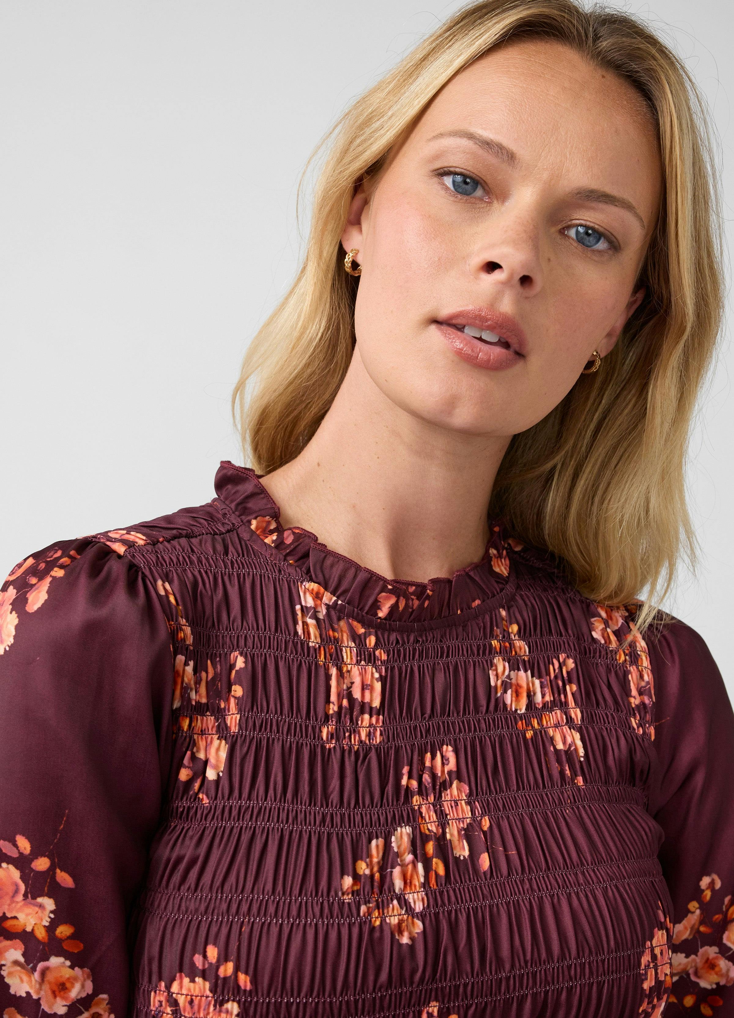 Long Sleeve Smocked Maternity Mini Dress