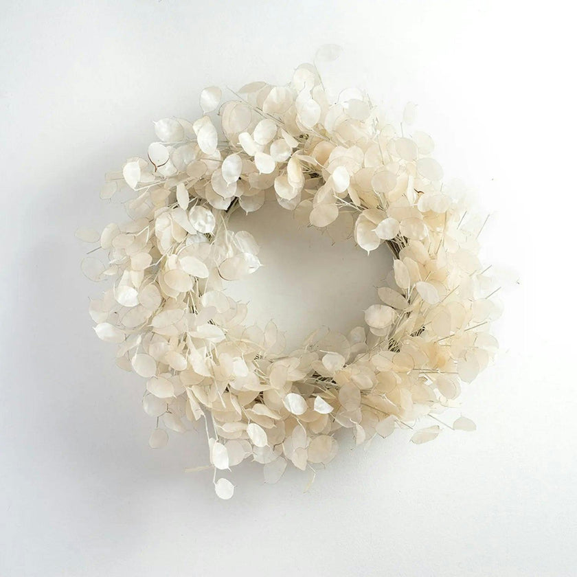 Dried Look Translucent Bleached Lunaria All Seasons Fall Wreath