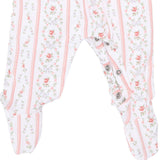 Marnie Rosebud Stripe - Smocked Peter Pan Snap Footie