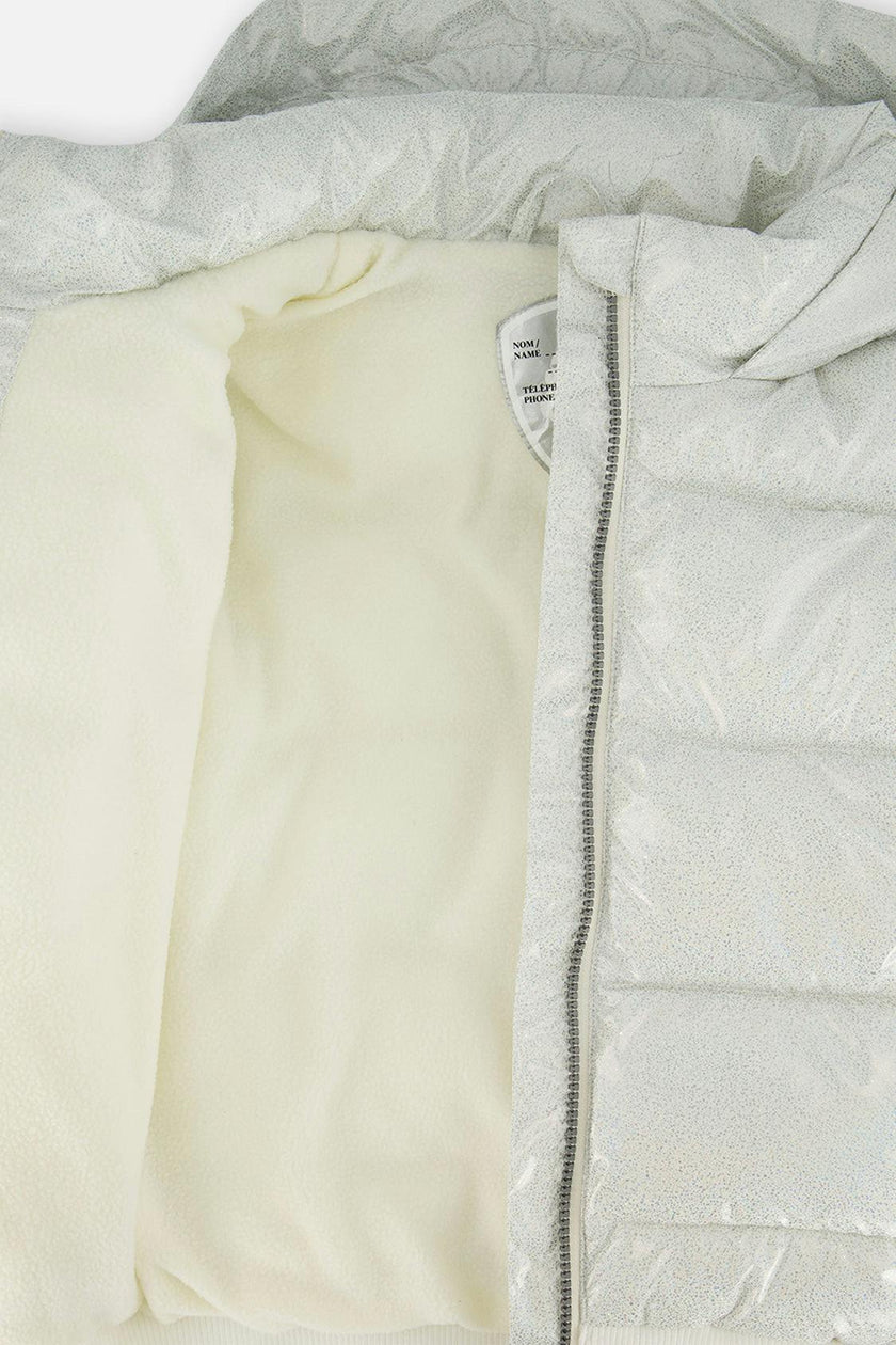 Winter Puffy Jacket White Glitter