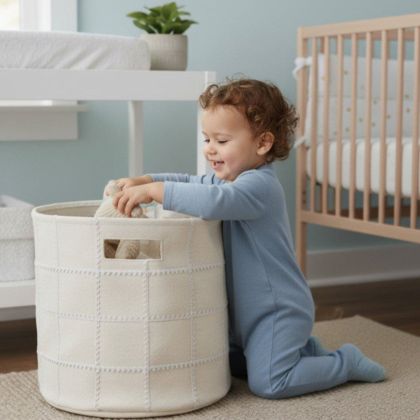 Handmade Canvas Storage Basket Lace