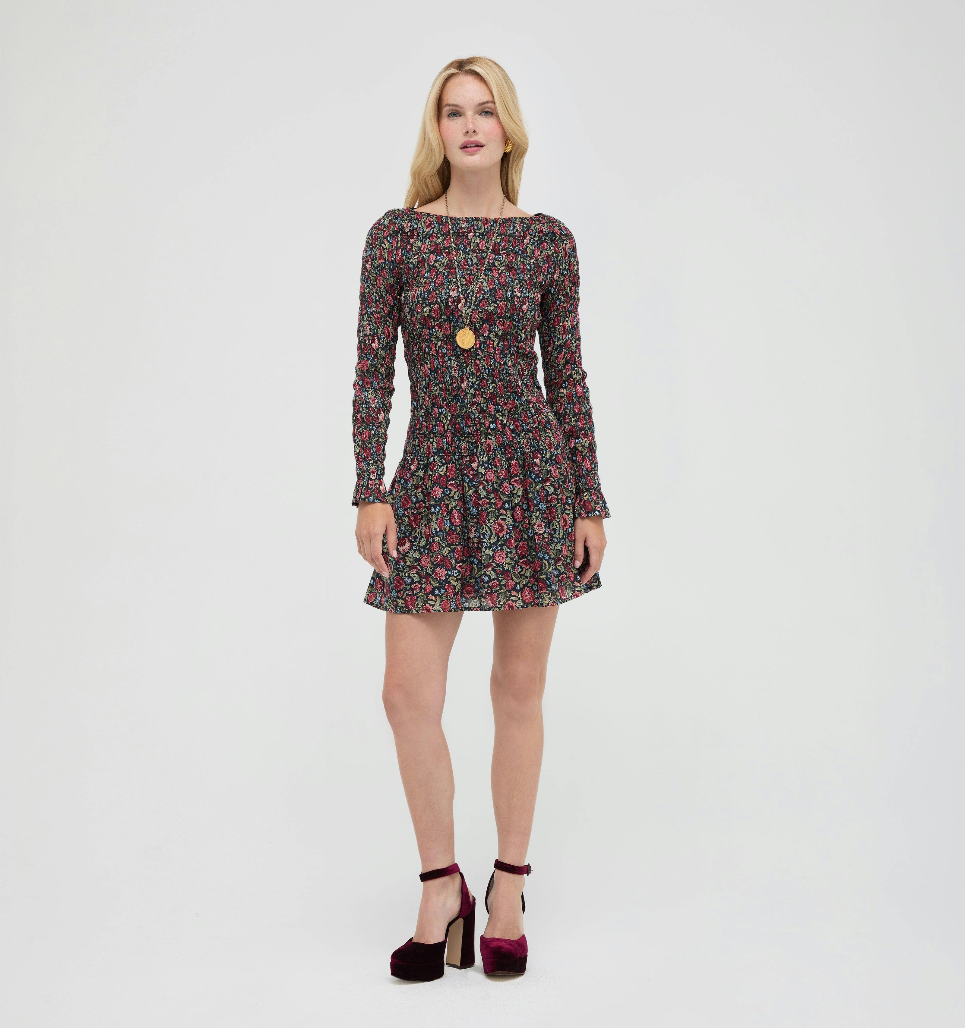 The Dalia Mini Nap Dress -  Jacobean Sprig