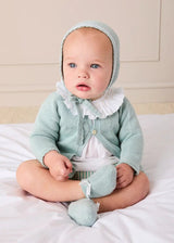 Openwork Detail Baby Cardigan in Sage Green (1-9mths)