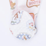 Rodeo Patches Pink - 2 Way Ruffle Back Zipper Footie