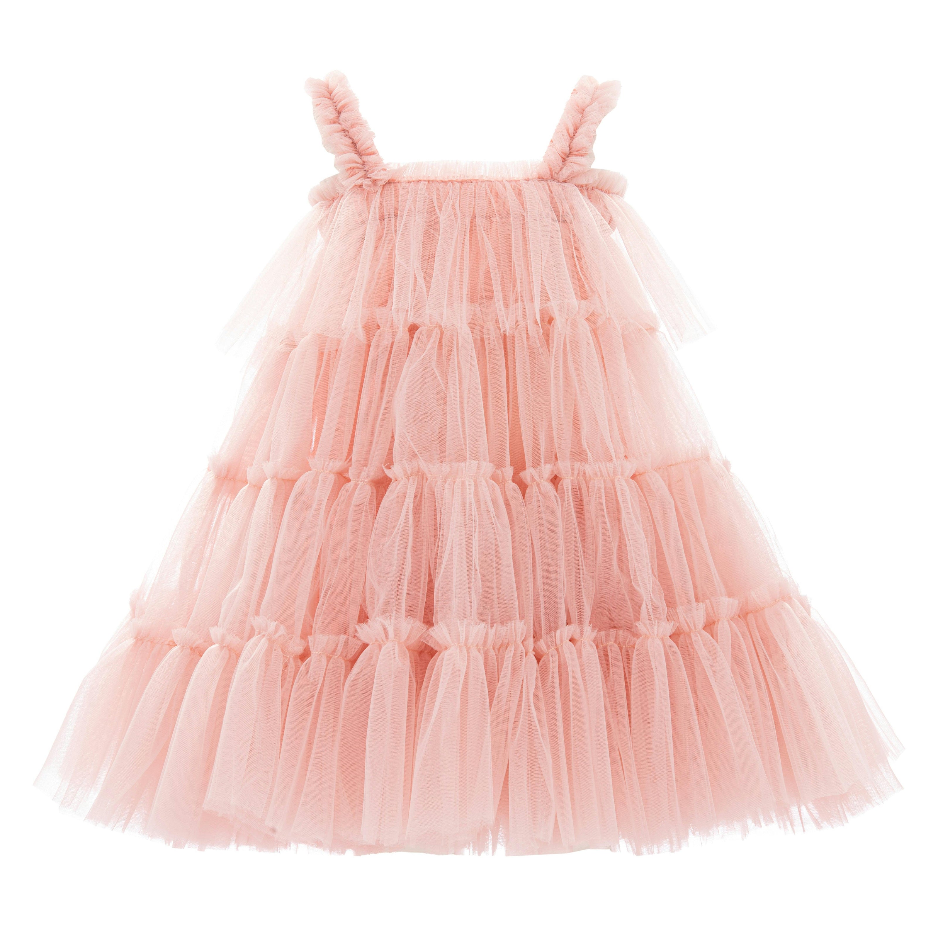 Light Pink Isoldea Tulle Ruffle Dress