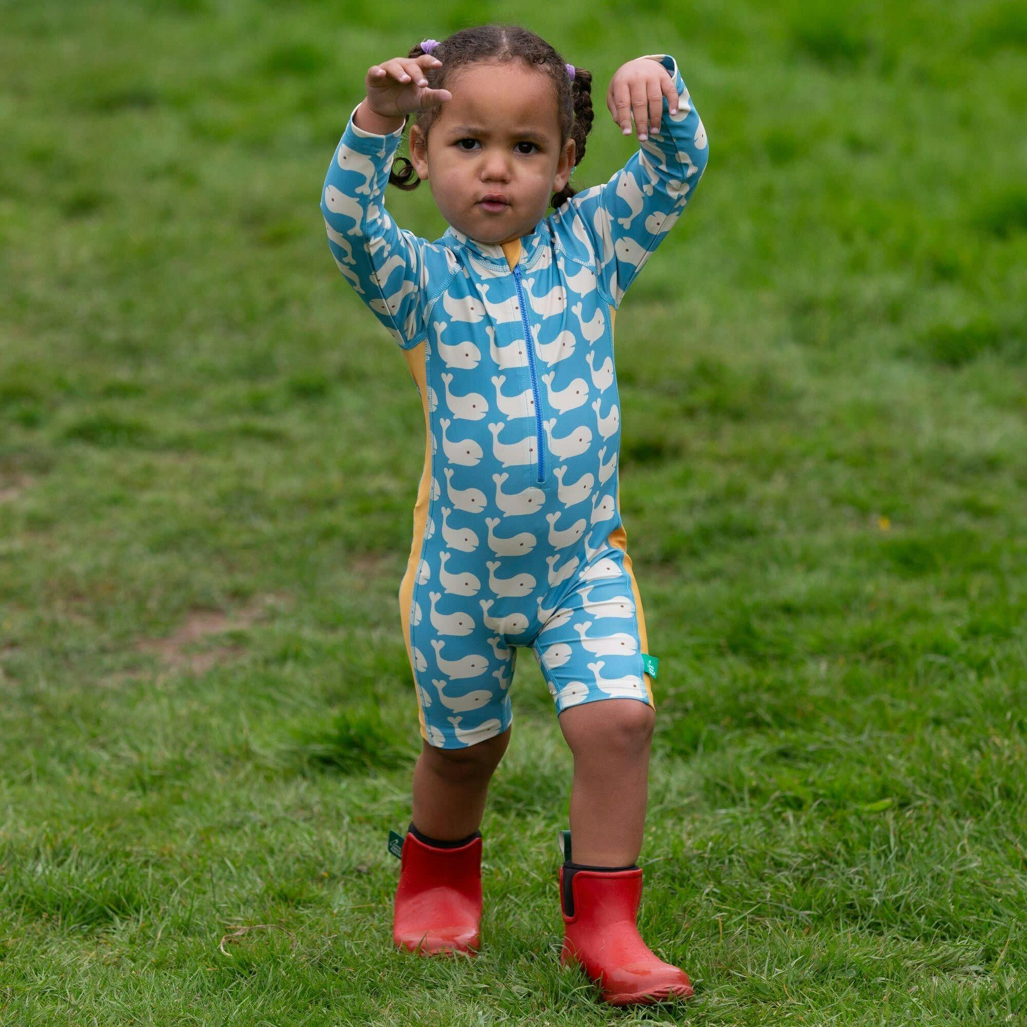 Blue Whales UPF 50 Recycled Sunsafe Sunsuit, Blue