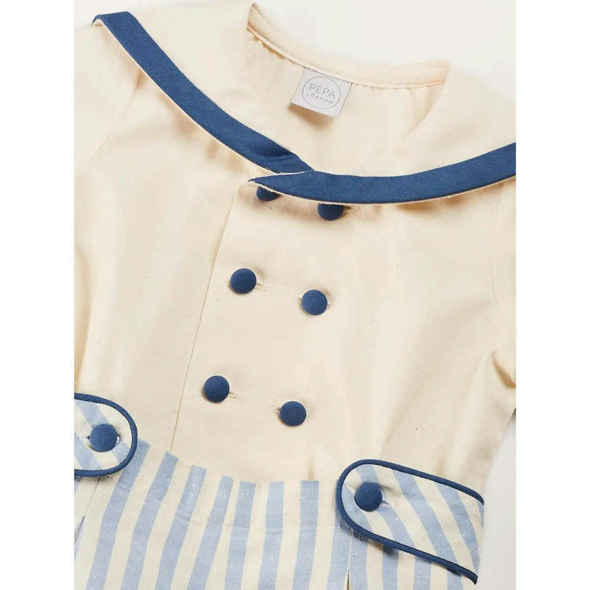 Regency Stripe Mariner Collar Two Piece Set With Bloomers in Blue (6mths-4yrs)