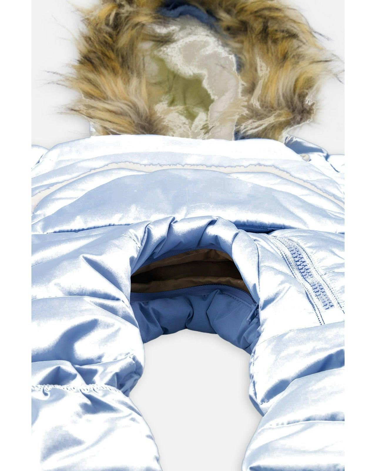 Baby Snug One Piece Snowsuit Adapted For Car Seats Blue Grey