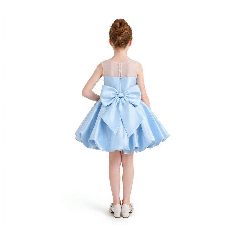 Light Blue Zorina Party Dress with Floral Accent