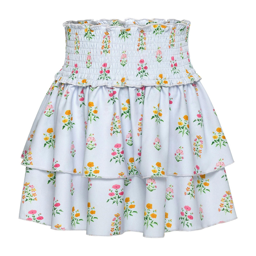 Scottie Skirt Blue Floral Block Print