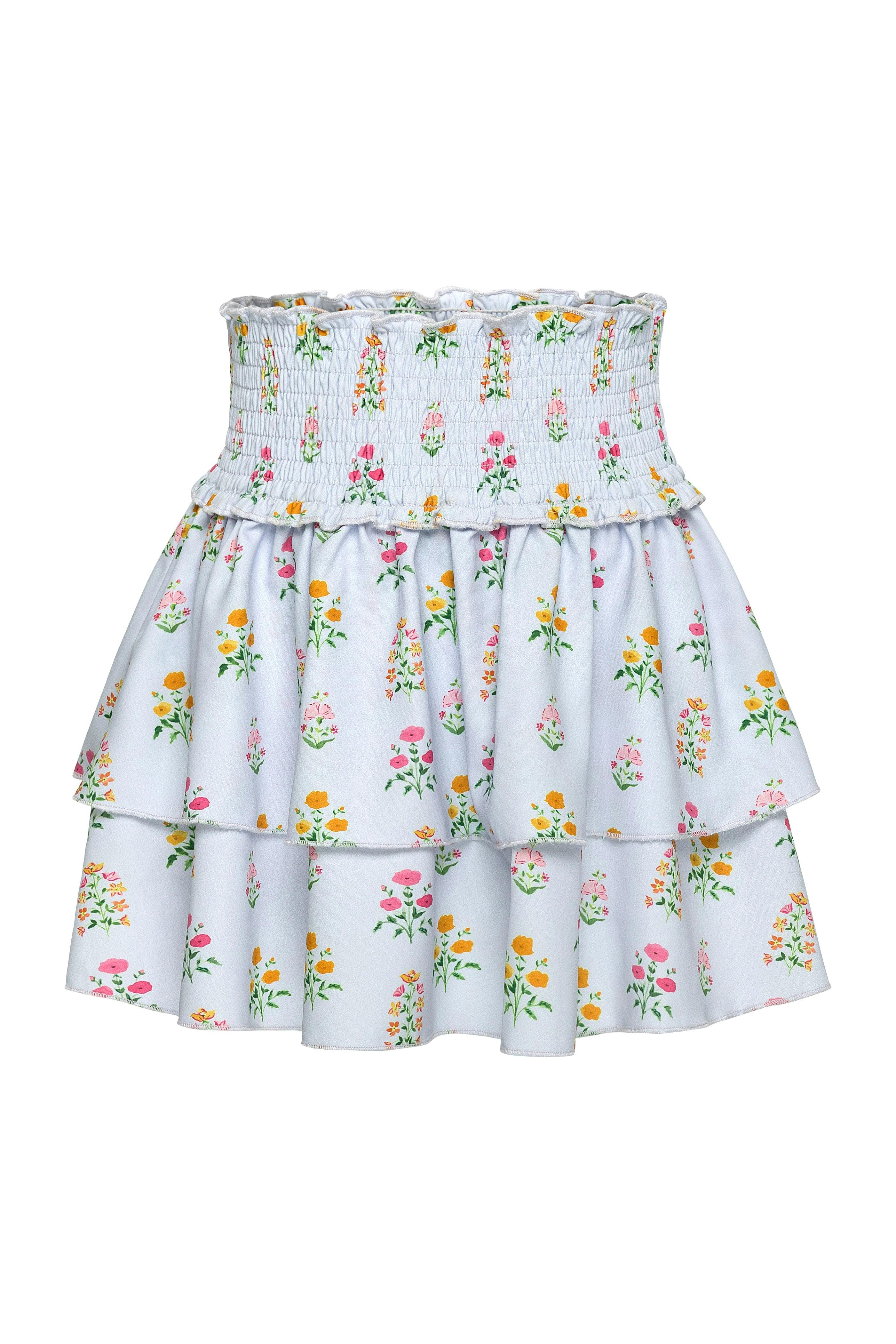 Scottie Skirt Blue Floral Block Print
