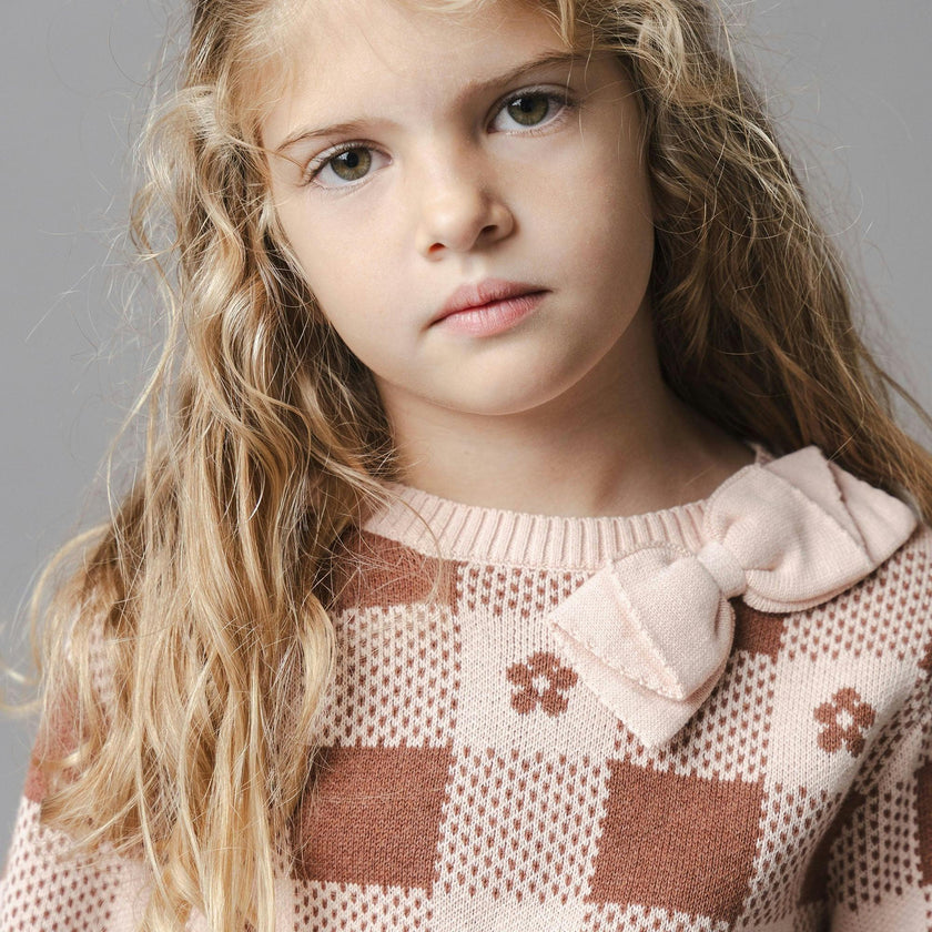 Organic Bow Detail Intarsia Sweater