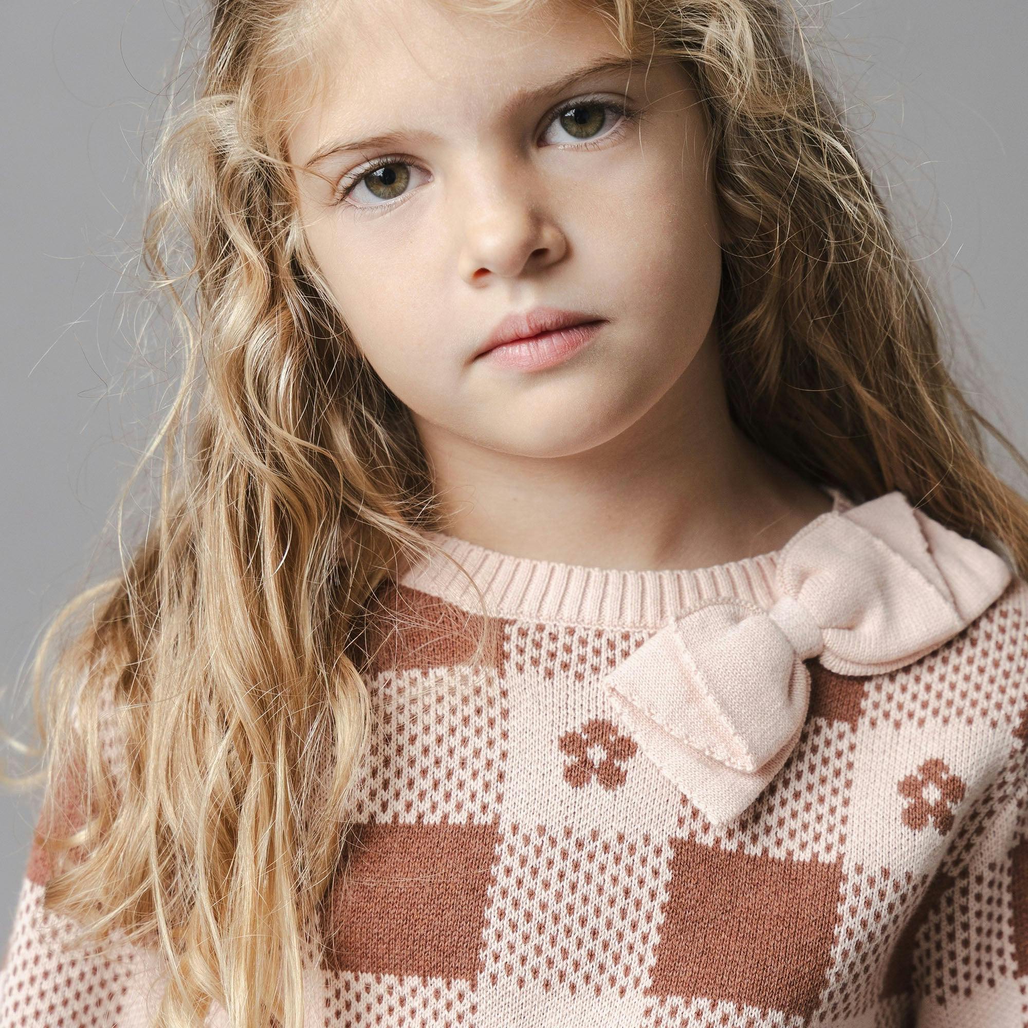 Organic Bow Detail Intarsia Sweater