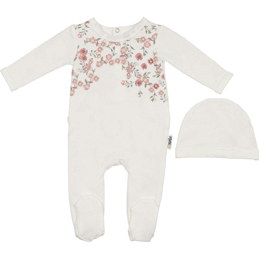 Assymetrical Leaves Footie and Beanie Set