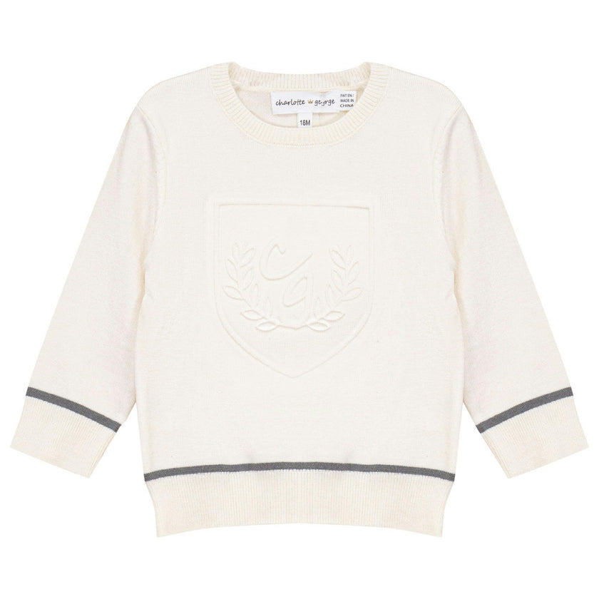 Embossed Crest Sweater Grey