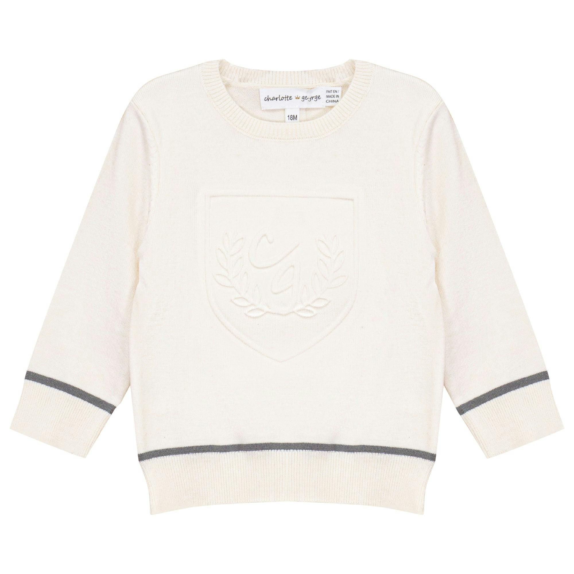 Embossed Crest Sweater Grey